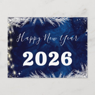 Carte Postale 2025, Bonne année ! Bleu Noël Joyeux Noël