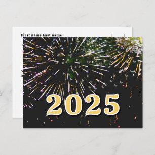 Carte Postale 2025, Bonne année! Feu Feu Feu Joyeux Noël