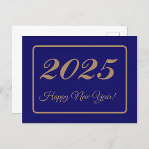 Carte Postale 2025, Bonne année! or et arrière - plan de marine