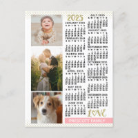 2025 Calendrier Blush Pink Gold Family Photo Colla