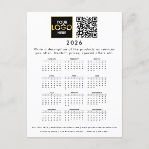 Carte Postale 2025 Calendrier Business Logo Coordonnées Code QR