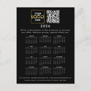 Carte Postale 2025 Calendrier Business Logo Coordonnées Code QR