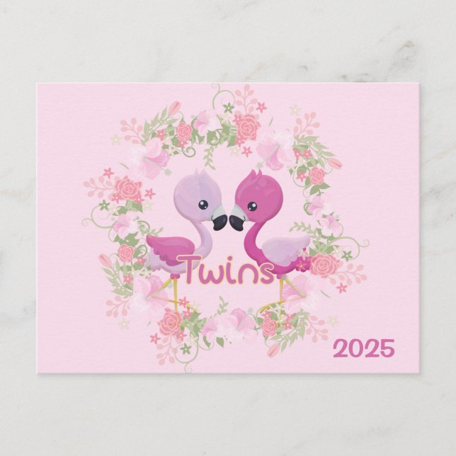 Carte Postale 2025 Grossesse jumelle attendue Faire-part (Devant)