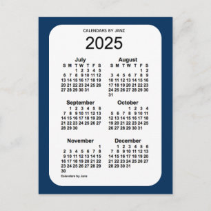 Carte Postale 2025 Police Box Blue 6 Mois Mini Calendrier par Ja
