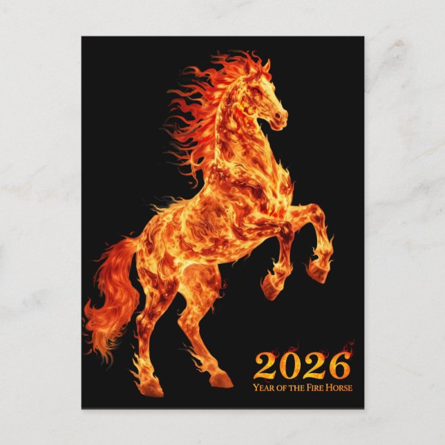 Carte Postale 2026 Année du Cheval de Feu (Devant)