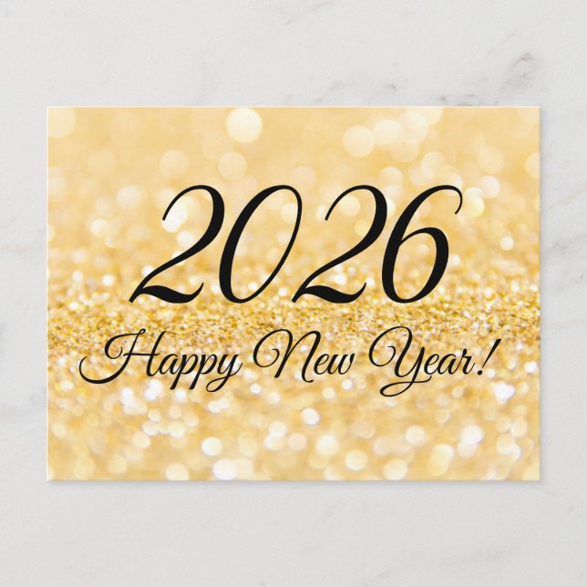 Carte Postale 2026 Bonne année ! parties scintillant d'or scinti (Devant)