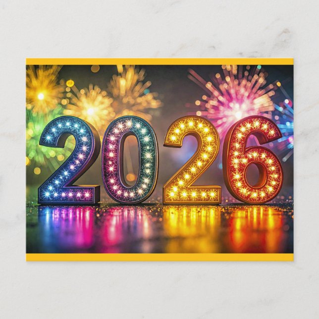 Carte Postale 2026, Célébration de la Nouvelle Année, (Devant)