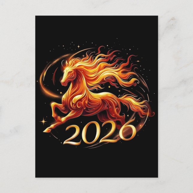Carte Postale 2026 l'année du cheval nouvel an (Devant)