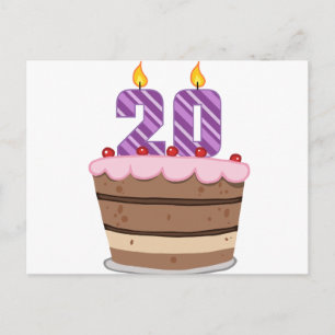 Carte Postale 20 ans sur le gâteau d'anniversaire