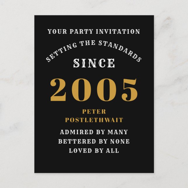 Carte Postale 20e Anniversaire 2005 Noir Or (Devant)