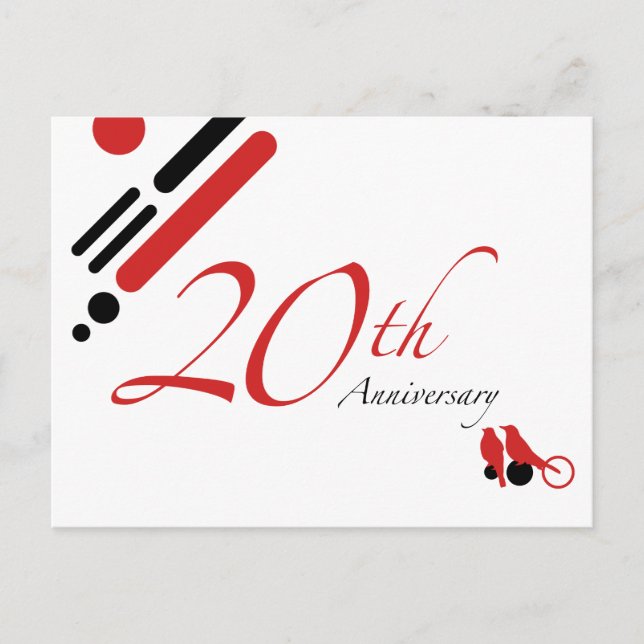 Carte Postale 20e anniversaire (oiseaux mod) (Devant)
