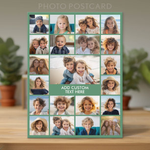 Carte Postale 21 Collage de photos - Vert et Texte