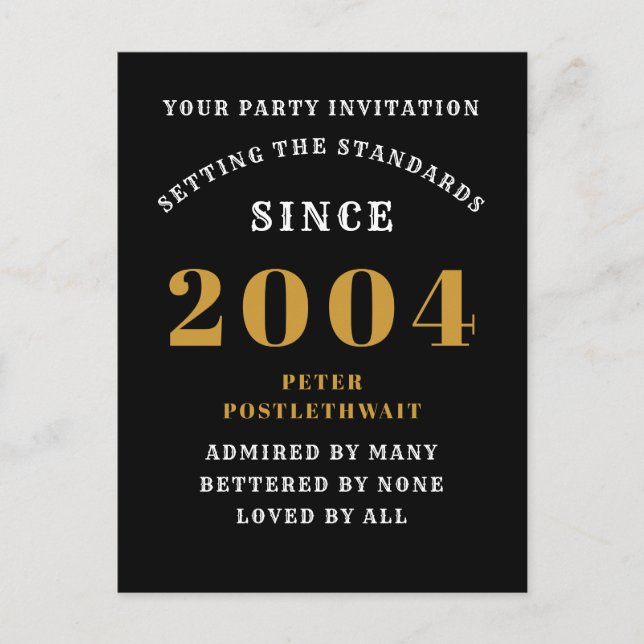 Carte Postale 21e Anniversaire 2004 Noir Or (Devant)