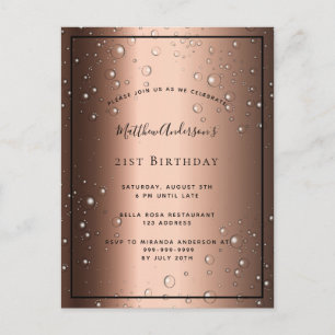 Carte Postale 21e anniversaire bronze brun brun bulle noire invi