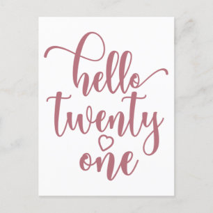 Carte Postale 21e Anniversaire Femmes Bonjour 21 mignonne 21 ans