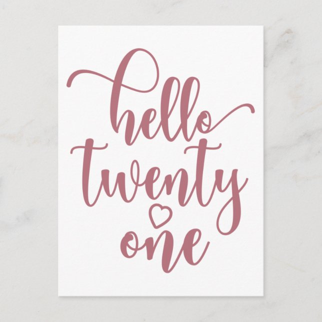 Carte Postale 21e Anniversaire Femmes Bonjour 21 mignonne 21 ans (Devant)