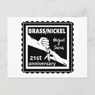 Carte Postale 21e anniversaire mariage laiton nickel traditionne