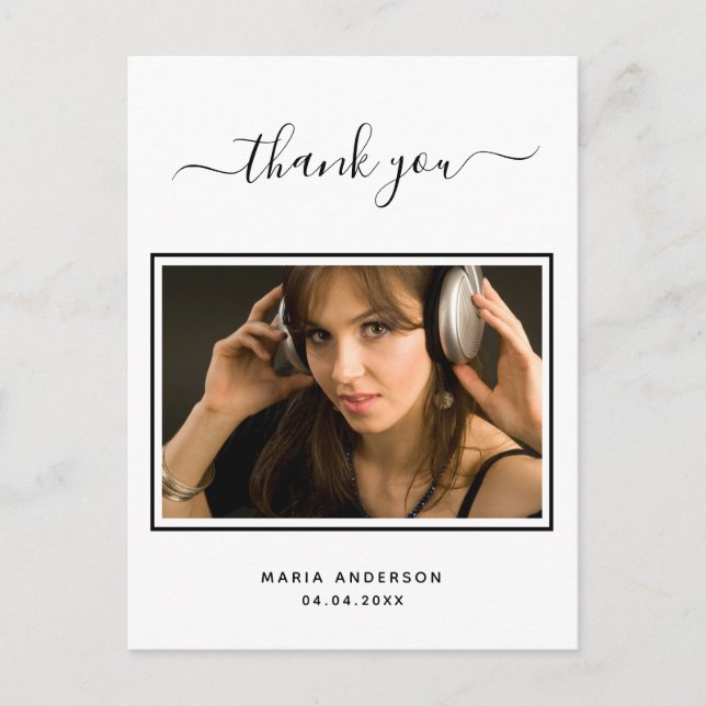 Carte Postale 21e anniversaire noir blanc photo merci (Devant)