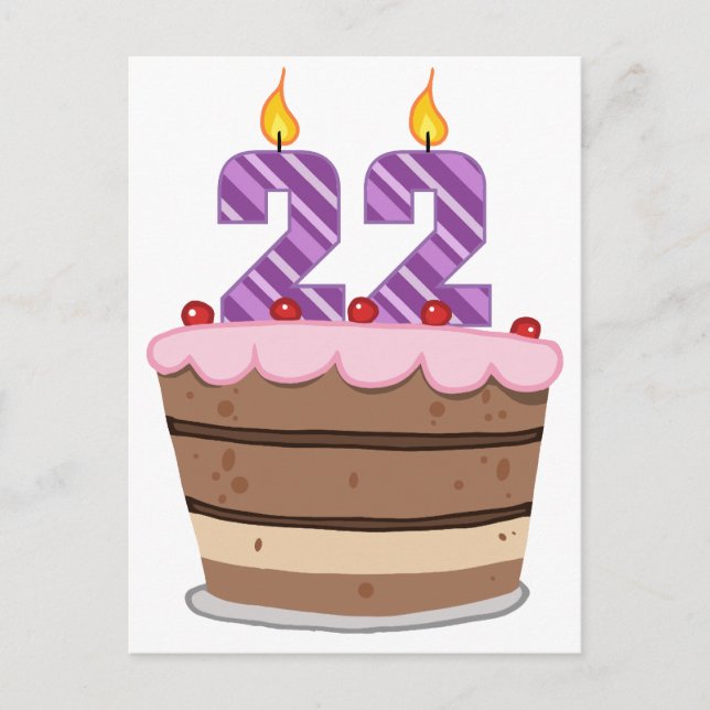 Carte Postale 22 ans sur le gâteau d'anniversaire (Devant)
