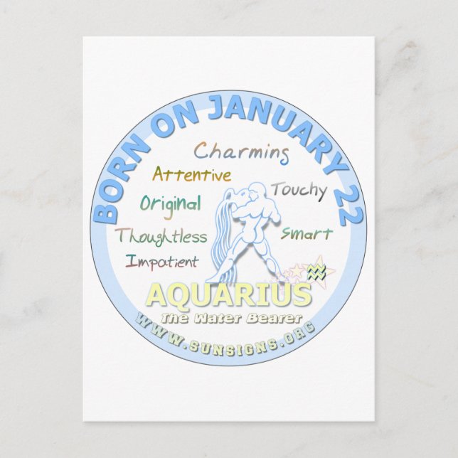 Carte Postale 22 janvier - Aquarius (Devant)