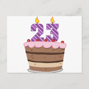Carte Postale 23 ans sur le gâteau d'anniversaire