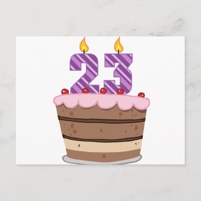 Carte Postale 23 ans sur le gâteau d'anniversaire (Devant)