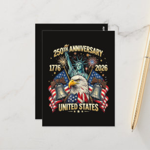 Carte Postale 250 Ans Anniversaire Américain 1776-2026 Drapeau U