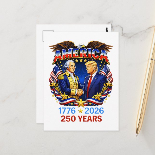 Carte Postale 250 Ans d'Amérique Anniversaire 250ème (Devant/Arrière en situation)