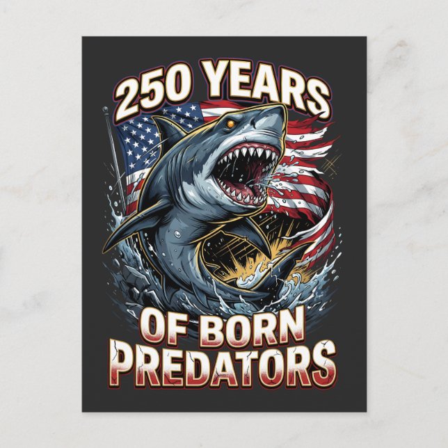 Carte Postale 250 Ans d'Art de Requins Prédateurs Nés (Devant)