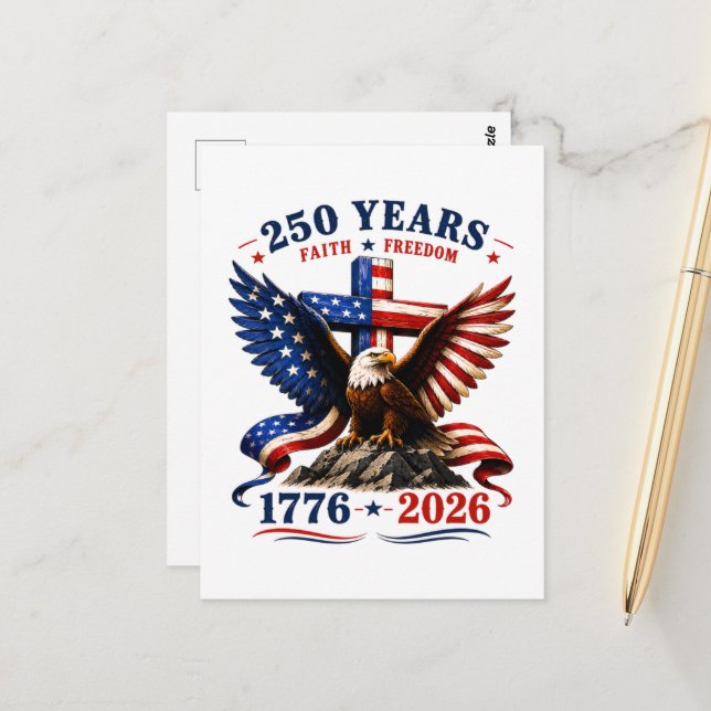 Carte Postale 250 ans de foi et de liberté (Devant/Arrière en situation)
