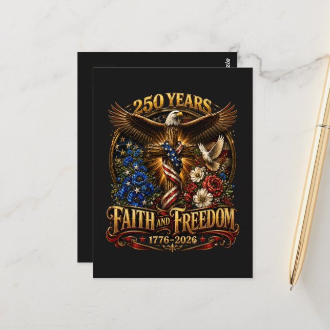 Carte Postale 250 Ans De Foi Et De Liberté Amérique (Devant/Arrière en situation)