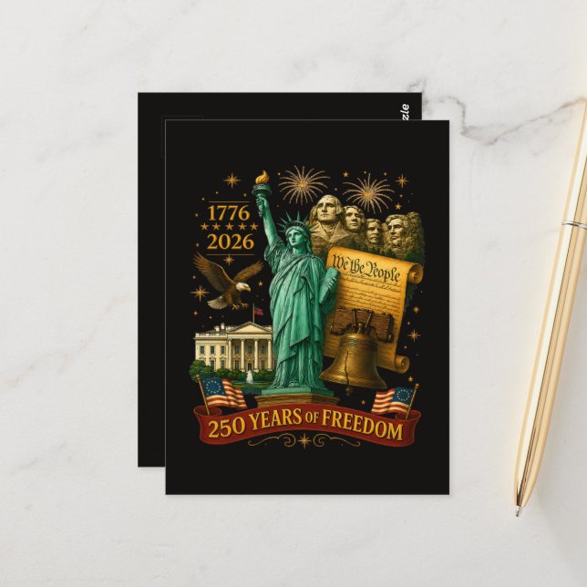 Carte Postale 250 ans de liberté américaine (Devant/Arrière en situation)