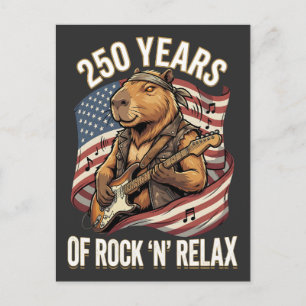 Carte Postale 250 Ans de Rock 'N' Relax Capybara Rockstar