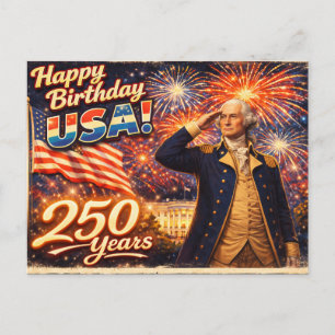 Carte Postale 250 ans États-Unis 4 juillet George Washington 