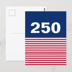 Carte Postale 250 Rouge Blanc et Bleu Anniversaire USA