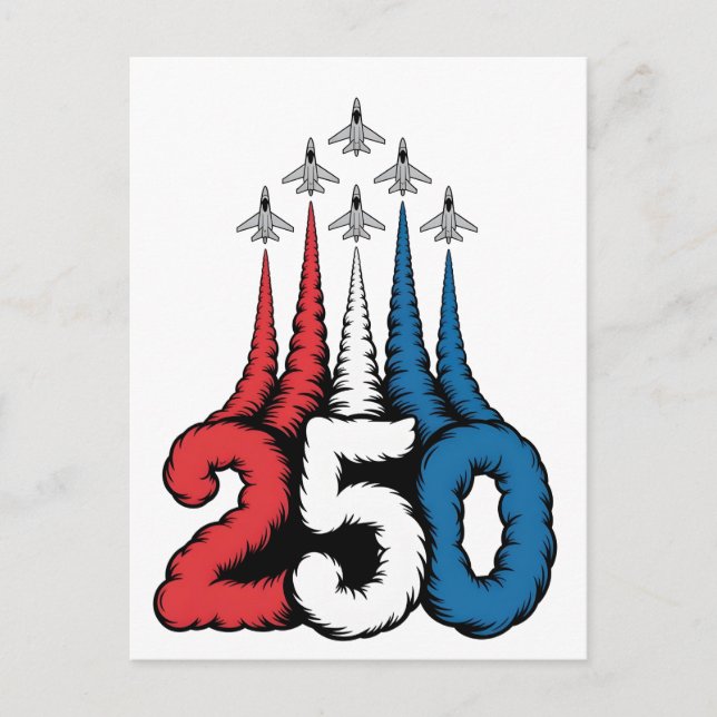Carte Postale 250e anniversaire 4 juillet Jet Patriotique   (Devant)