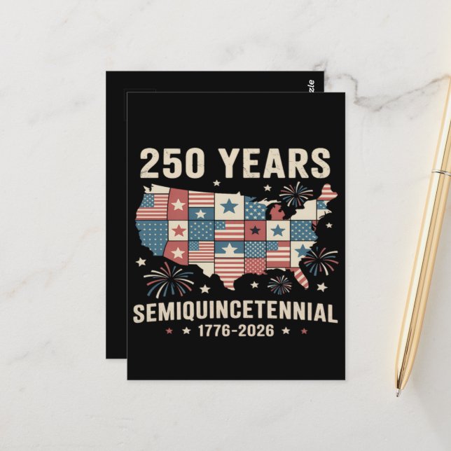 Carte Postale 250e anniversaire de l'indépendance des États-Unis (Devant/Arrière en situation)