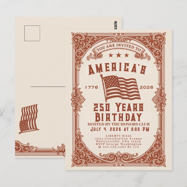 Carte Postale 250e anniversaire des États-Unis  (Devant / Derrière)