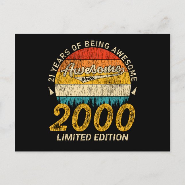 Carte Postale 25 Ans 2000 Retro Awesome 25e anniversaire Cadeau (Devant)