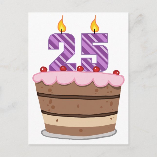 Carte Postale 25 ans sur le gâteau d'anniversaire (Devant)