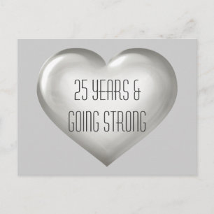 Carte Postale 25 Ans & Toujours Fiers Cœur Argent Anniversaire 
