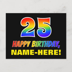Carte Postale 25e anniversaire : Bold, amusant, simple, arc-en-c