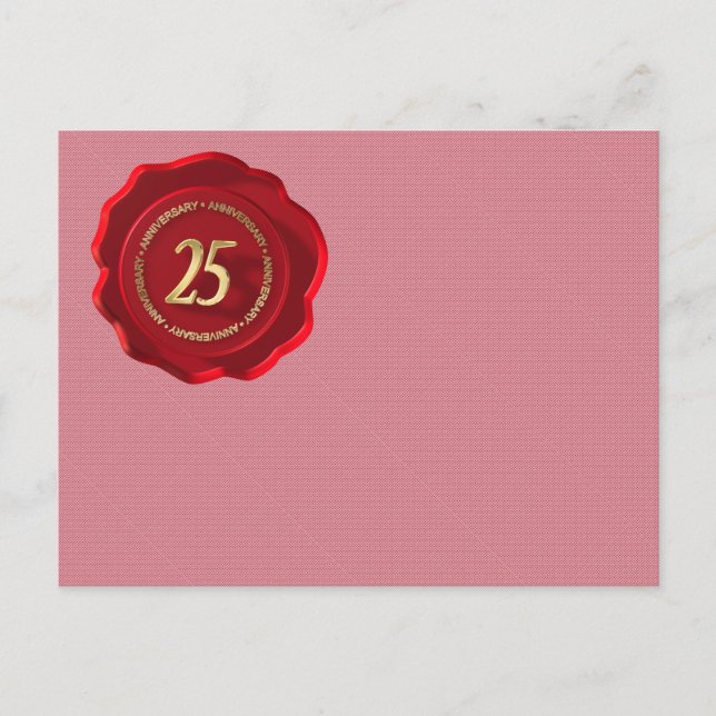 Carte Postale 25e anniversaire sceau de cire rouge (Devant)
