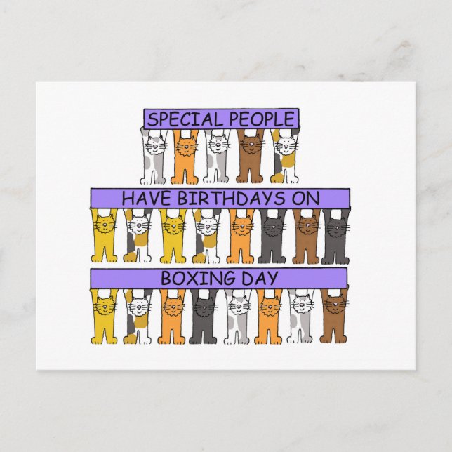 Carte Postale 26 décembre Anniversaire Cute Cartoon Cats (Devant)