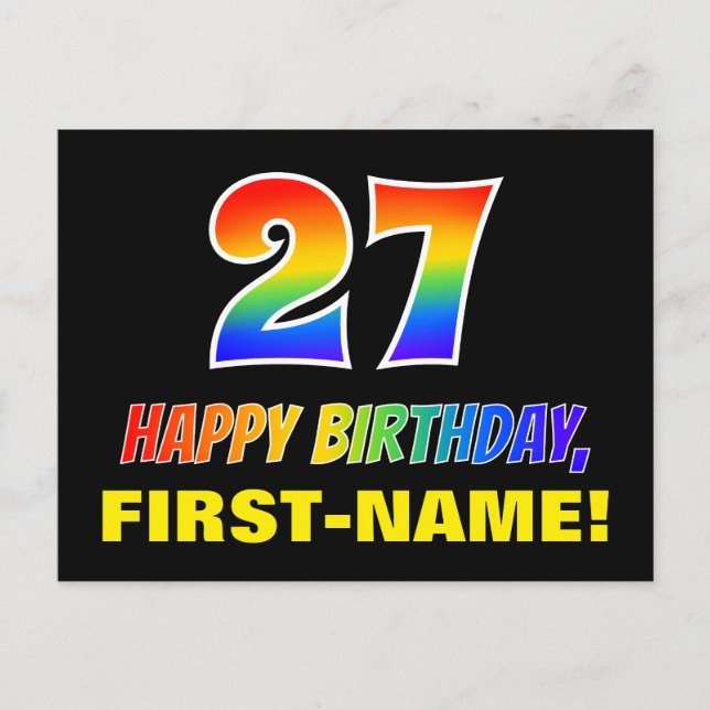 Carte Postale 27e anniversaire : Bold, amusant, simple, arc-en-c (Devant)
