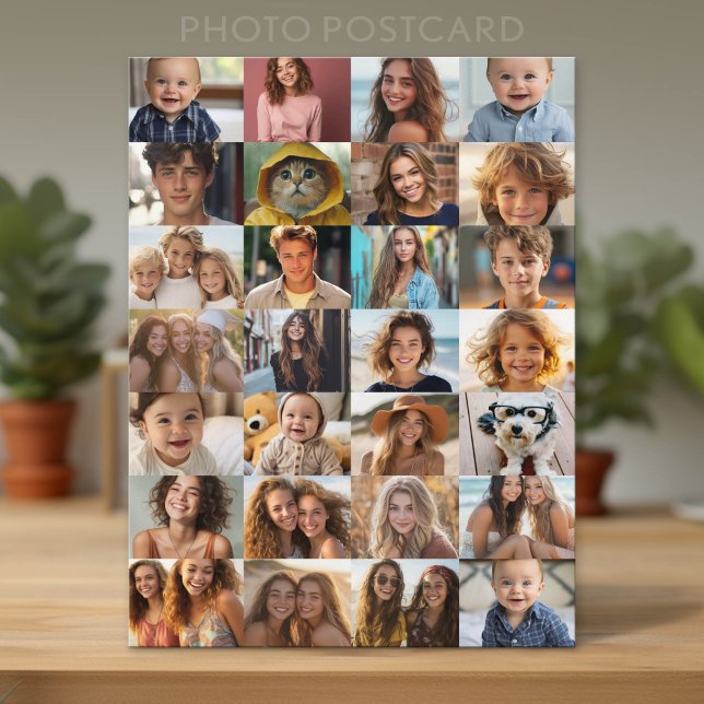 Carte Postale 28 Collage de photos intégral (Custom Photo Postcard with Lots of Pictures)