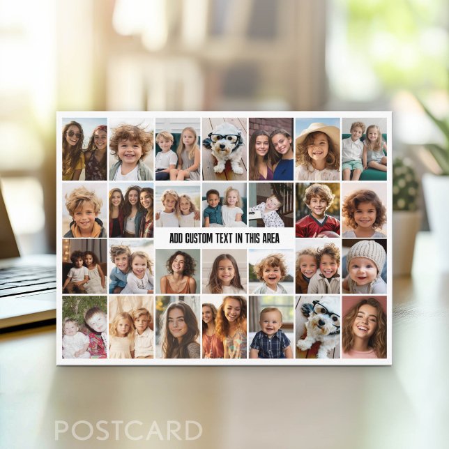 Carte Postale 28 Grille de collage photo - 1 zone de texte (Photo Postcard - Customize with your favorite photos)