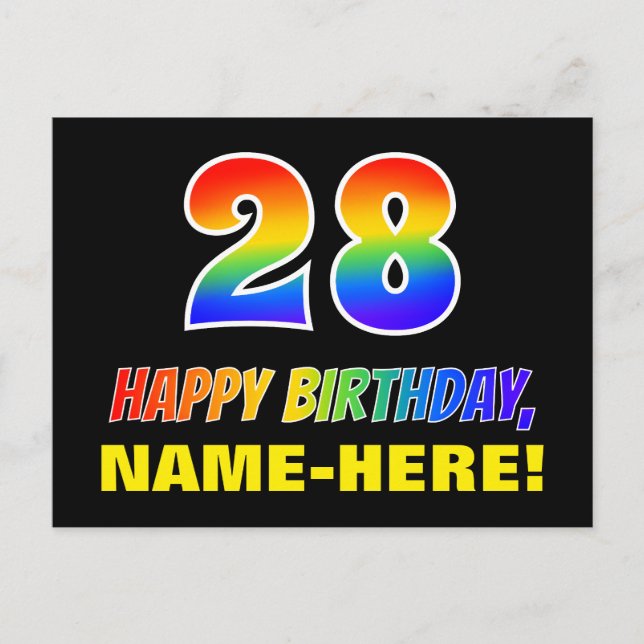 Carte Postale 28e anniversaire : Bold, amusant, simple, arc-en-c (Devant)