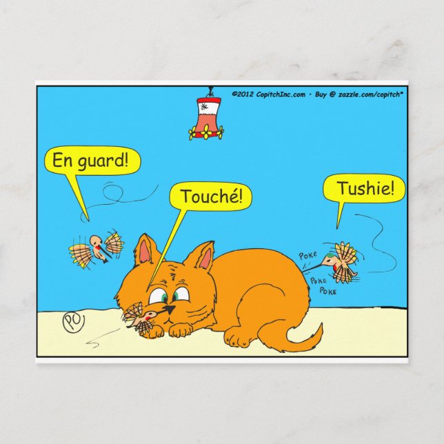 Carte Postale 293 caricature d'attaque de colibri (Devant)