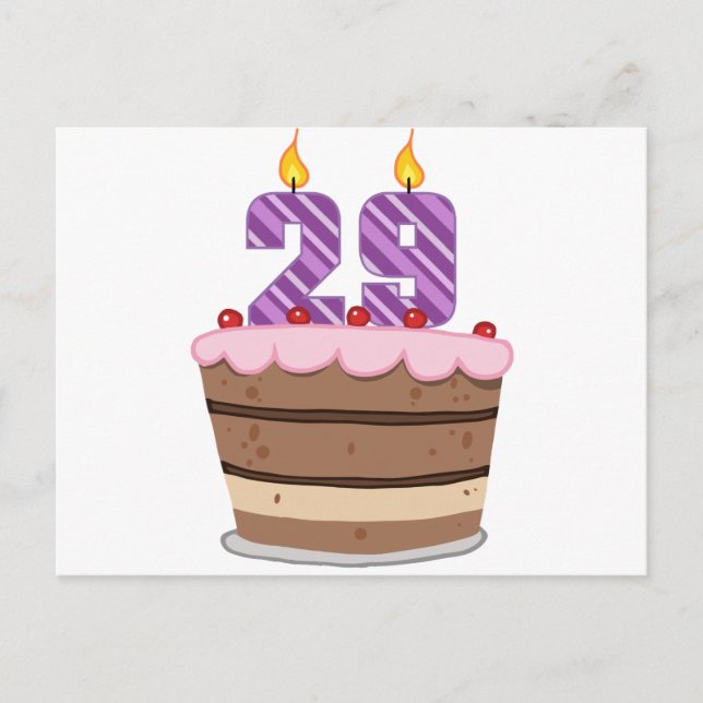 Carte Postale 29 ans sur le gâteau d'anniversaire (Devant)